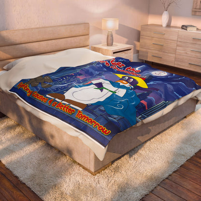 TuBz™ Velveteen Plush Blanket – "Fighting Causes 4 a Better Tomorrow" Graphic | Smile Universe Collection