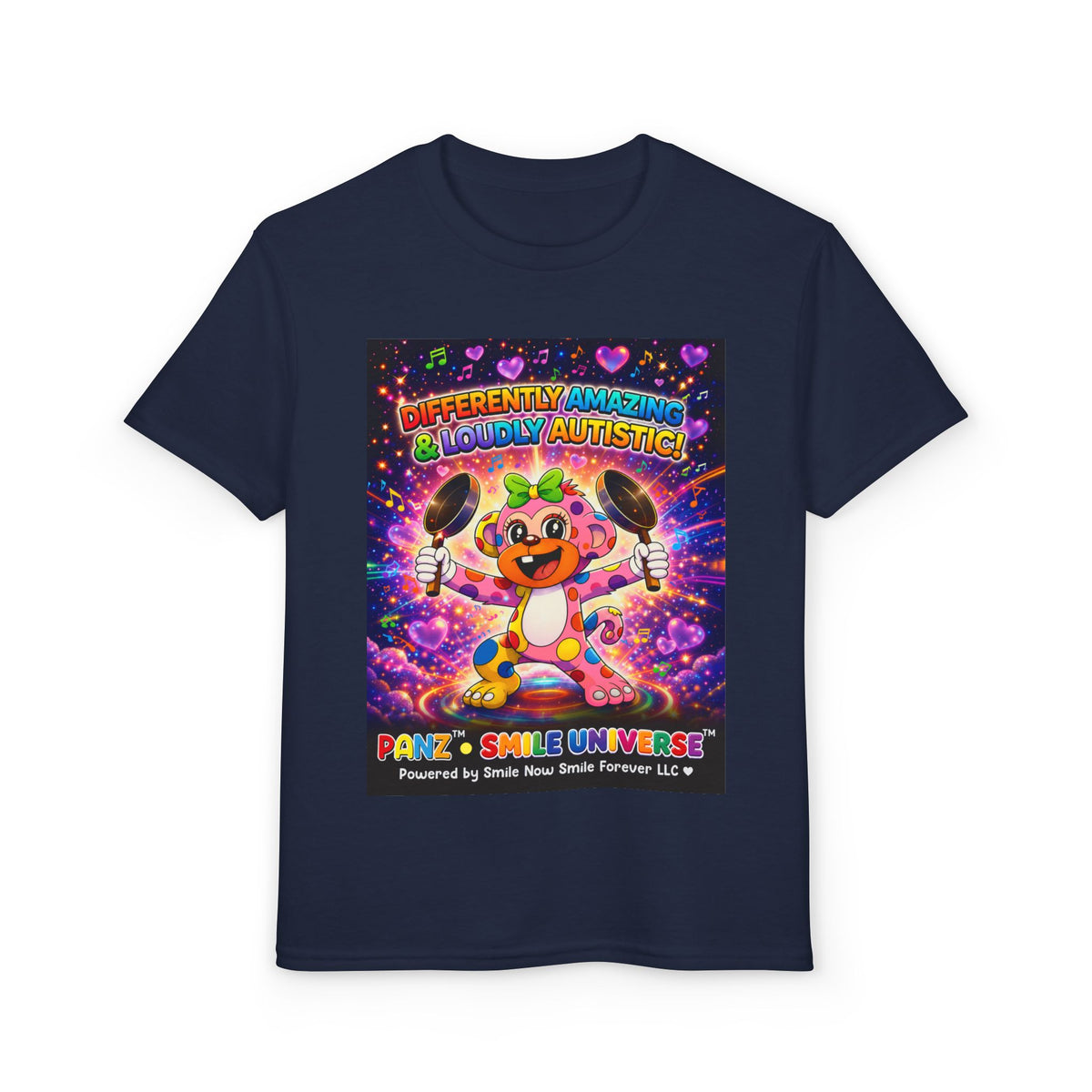 Panz™ Youth DryBlend® T-Shirt – "Differently Amazing & Loudly Autistic!" Graphic | Smile Universe Collection