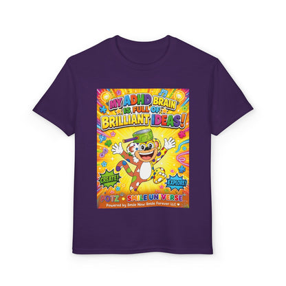 Potz™ Youth DryBlend® T-Shirt – "My ADHD Brain is Full of Brilliant Ideas!" Graphic Tee | Smile Universe Collection