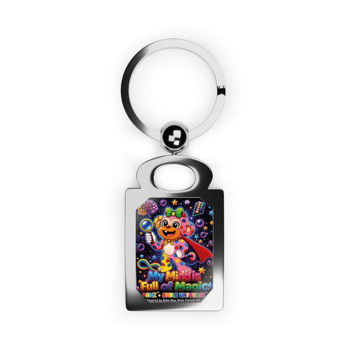 Rectangle Photo Keyring — Colorful Magical Bear Photo Keychain (Personalized Gift)