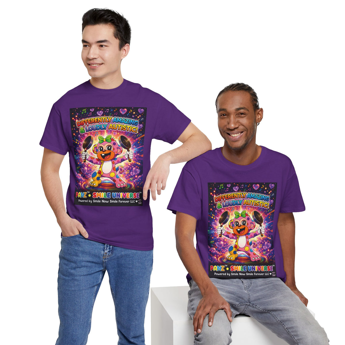 Panz™ Unisex Heavy Cotton™ Tee – "Differently Amazing & Loudly Autistic!" Graphic | Smile Universe Collection