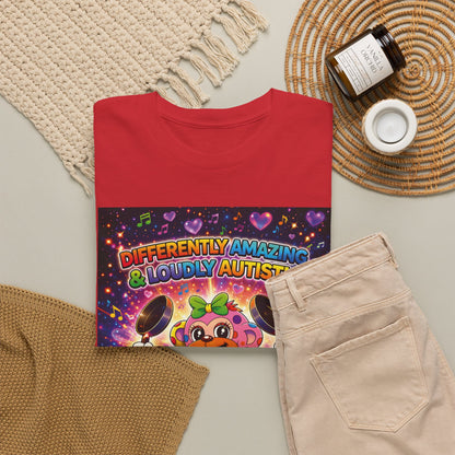 Panz™ Unisex Heavy Cotton™ Tee – "Differently Amazing & Loudly Autistic!" Graphic | Smile Universe Collection