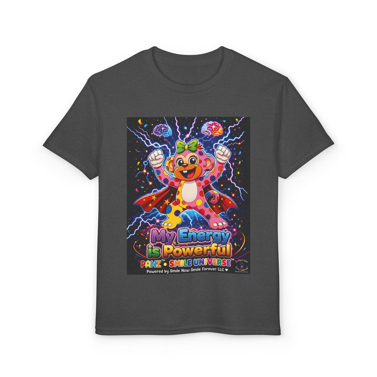 Panz™ Youth DryBlend® T-Shirt – "My Energy is Powerful" Graphic Tee | Smile Universe Collection