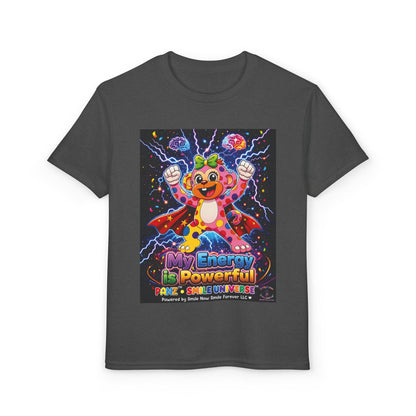Panz™ Youth DryBlend® T-Shirt – "My Energy is Powerful" Graphic Tee | Smile Universe Collection
