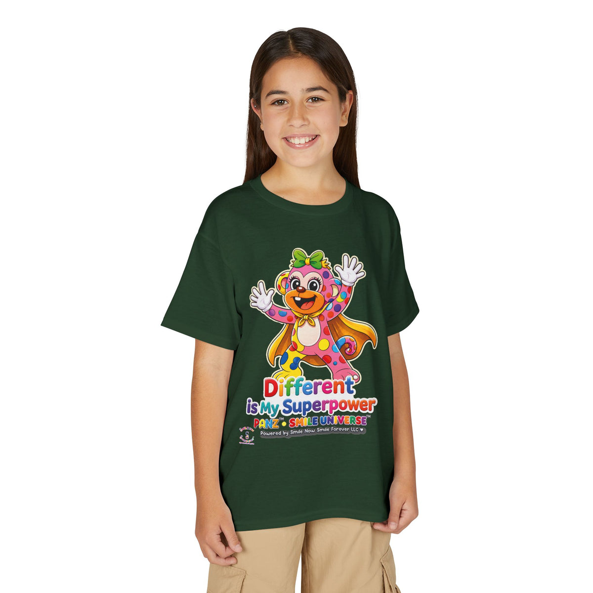 Panz™ Youth DryBlend® T-Shirt – "Different is My Superpower" Graphic | Smile Universe Collection