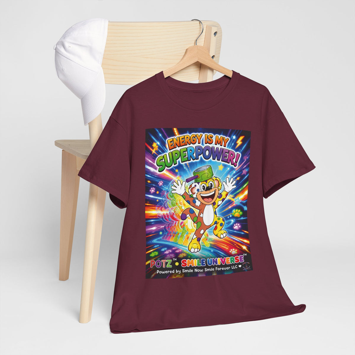 Potz™ Unisex Heavy Cotton™ Tee – "Energy is My Superpower!" Graphic Tee | Smile Universe Collection
