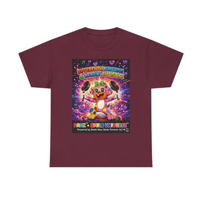 Panz™ Unisex Heavy Cotton™ Tee – "Differently Amazing & Loudly Autistic!" Graphic | Smile Universe Collection