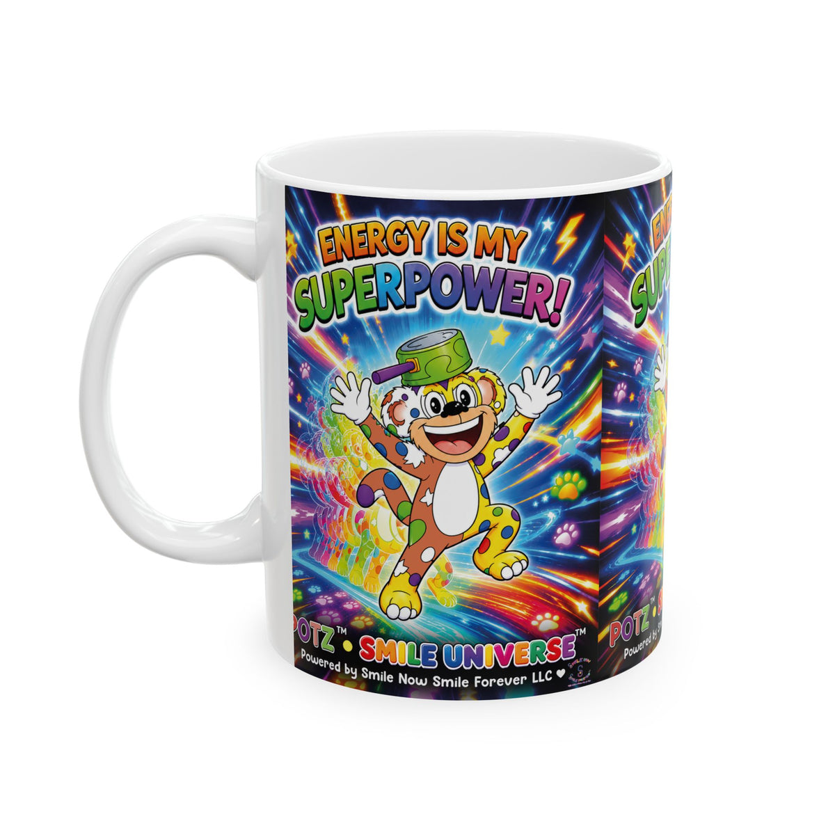 Potz™ Ceramic Mug – "Energy is My Superpower!" Graphic Coffee Mug | Smile Universe Collection