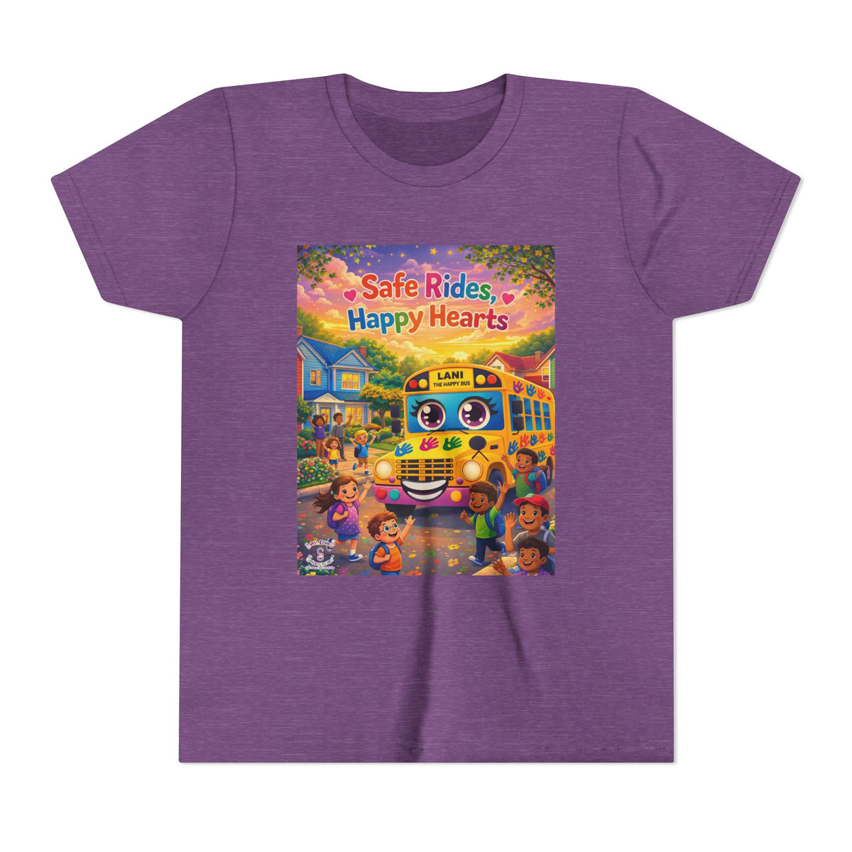 Lani™ Youth Short Sleeve Tee – "Safe Rides, Happy Hearts" Graphic