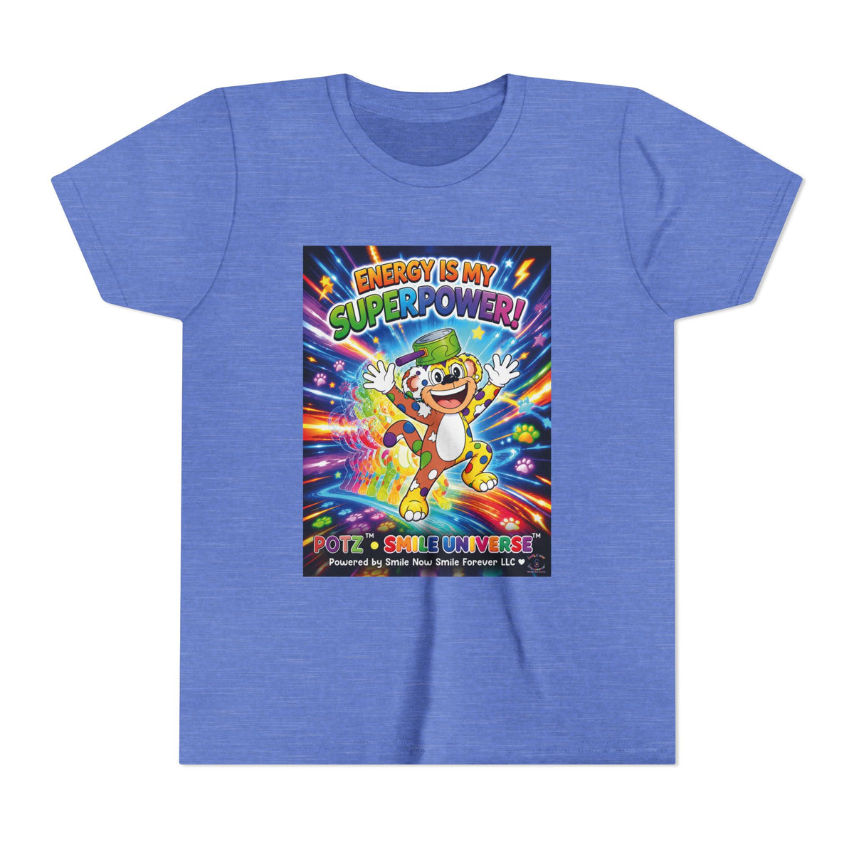 Potz™ Youth Short Sleeve Tee – "Energy is My Superpower!" Graphic Tee | Smile Universe Collection