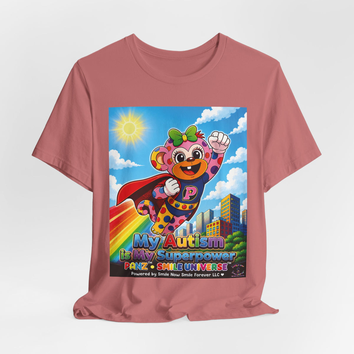 Panz™ Unisex Jersey Short Sleeve Tee – "My Autism is My Superpower" Graphic | Smile Universe Collection