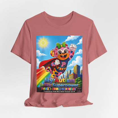 Panz™ Unisex Jersey Short Sleeve Tee – "My Autism is My Superpower" Graphic | Smile Universe Collection