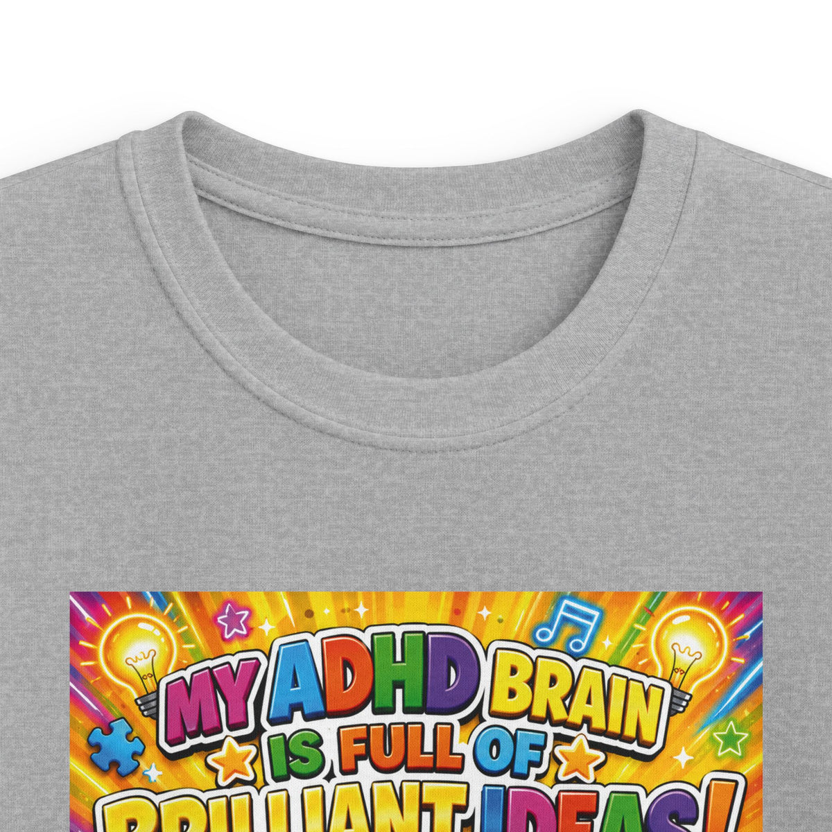 Potz™ Kids Softstyle Tee – "My ADHD Brain is Full of Brilliant Ideas!" Graphic Tee | Smile Universe Collection