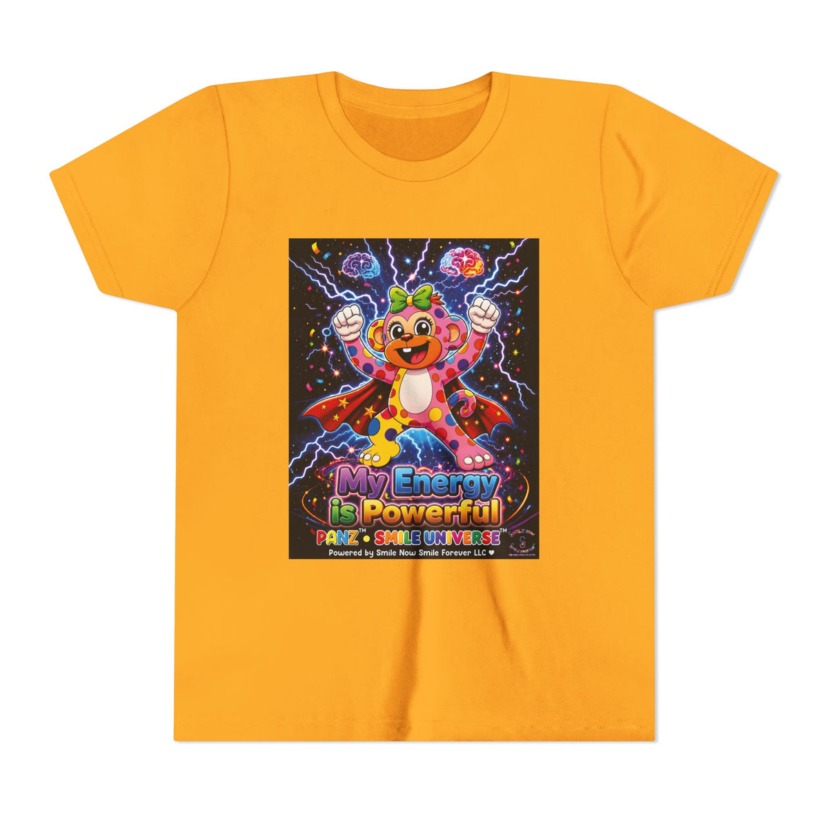 Panz™ Youth Short Sleeve Tee – "My Energy is Powerful" Graphic Tee | Smile Universe Collection