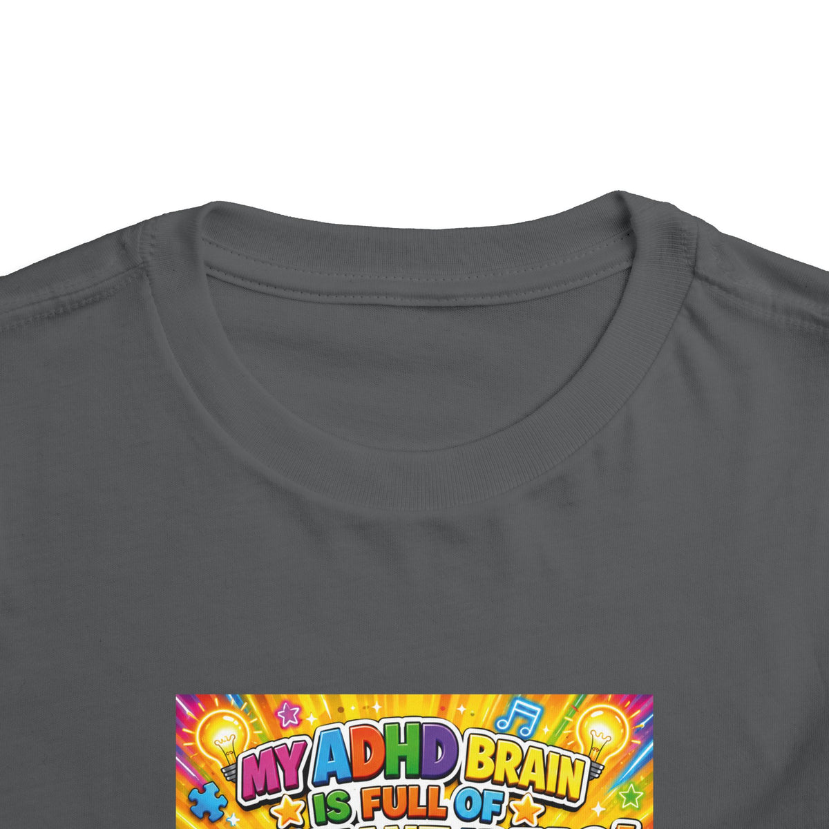 Potz™ Toddler Short Sleeve Tee – "My ADHD Brain is Full of Brilliant Ideas!" Graphic Tee | Smile Universe Collection
