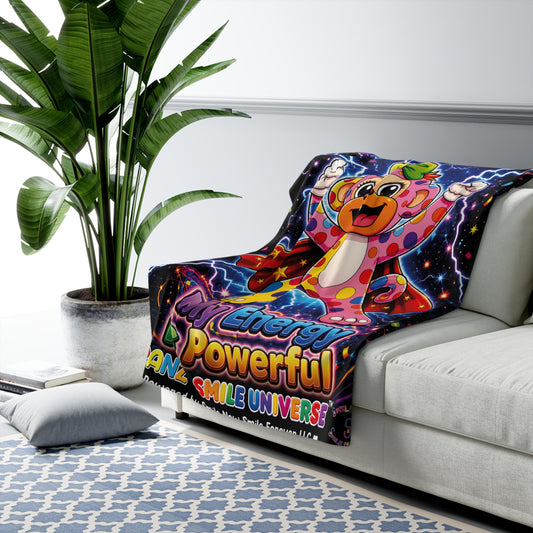 Panz™ Sherpa Fleece Blanket – "My Energy is Powerful" Graphic Throw | Smile Universe Collection