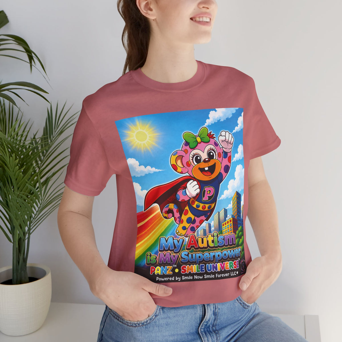 Panz™ Unisex Jersey Short Sleeve Tee – "My Autism is My Superpower" Graphic | Smile Universe Collection