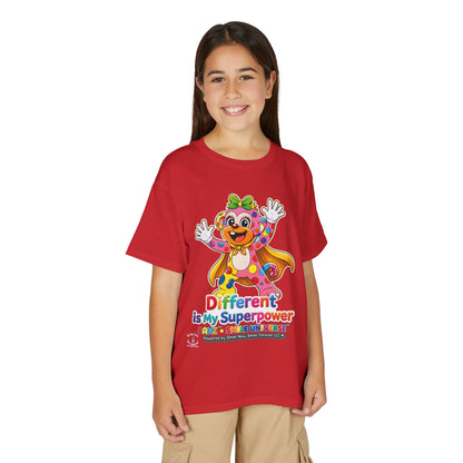 Panz™ Youth DryBlend® T-Shirt – "Different is My Superpower" Graphic | Smile Universe Collection