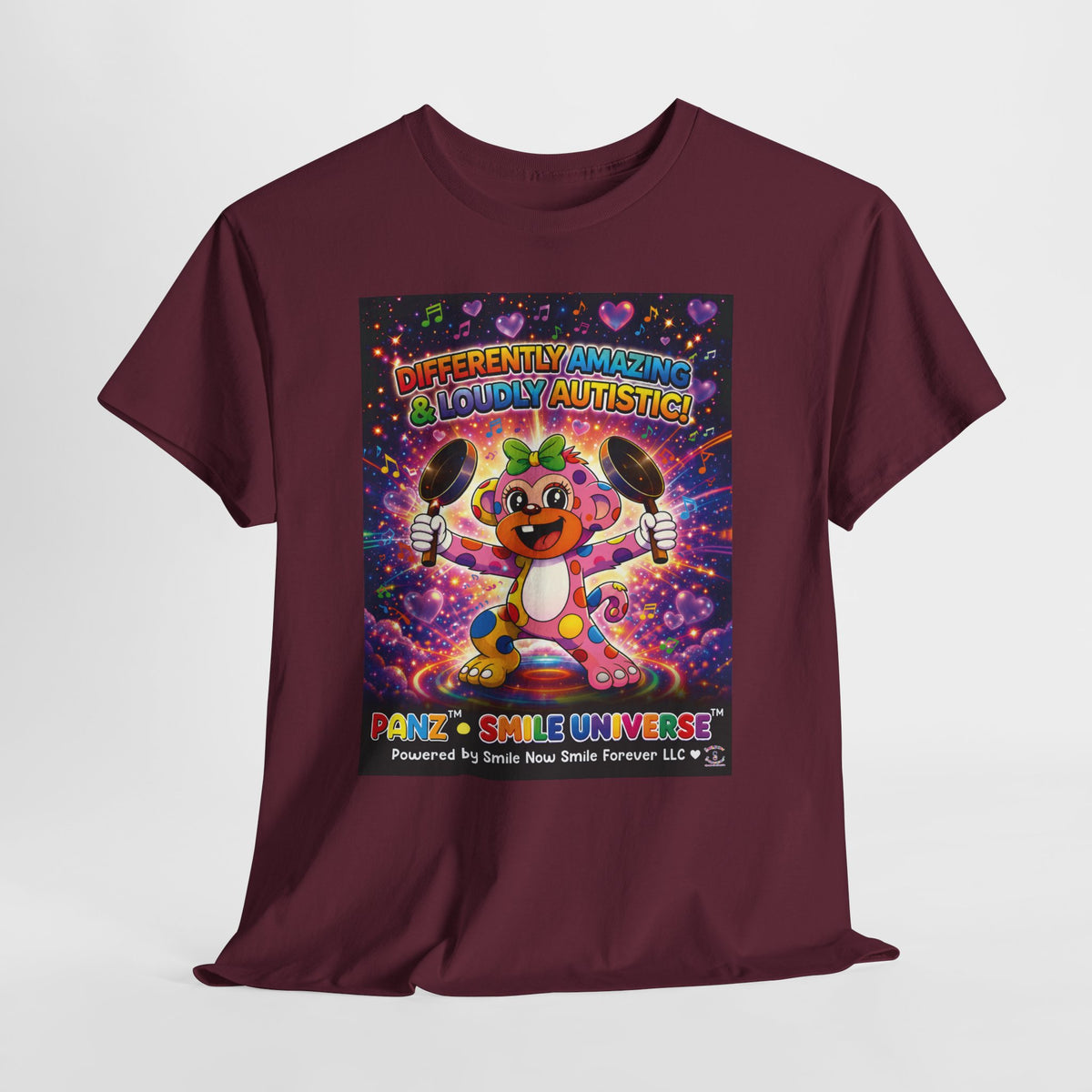 Panz™ Unisex Heavy Cotton™ Tee – "Differently Amazing & Loudly Autistic!" Graphic | Smile Universe Collection