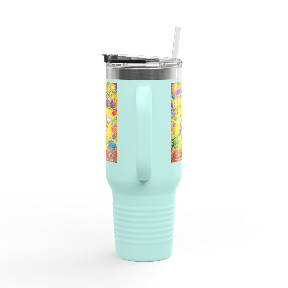 Potz™ Insulated Travel Mug 40oz – "My ADHD Brain is Full of Brilliant Ideas!" Graphic Tumbler | Smile Universe Collection