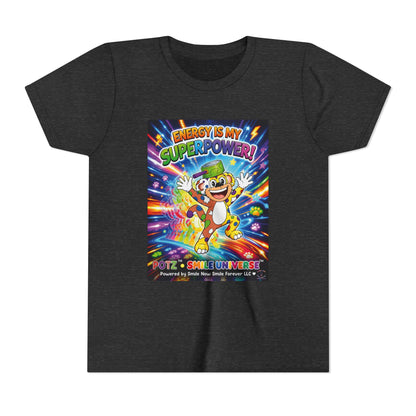 Potz™ Youth Short Sleeve Tee – "Energy is My Superpower!" Graphic Tee | Smile Universe Collection
