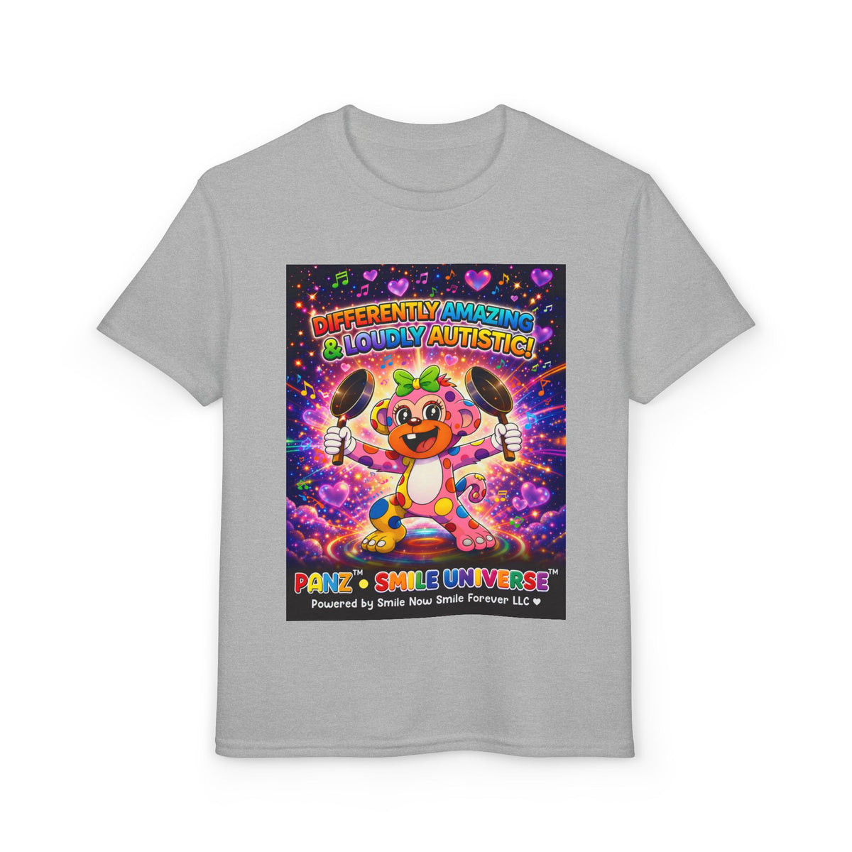 Panz™ Youth DryBlend® T-Shirt – "Differently Amazing & Loudly Autistic!" Graphic | Smile Universe Collection