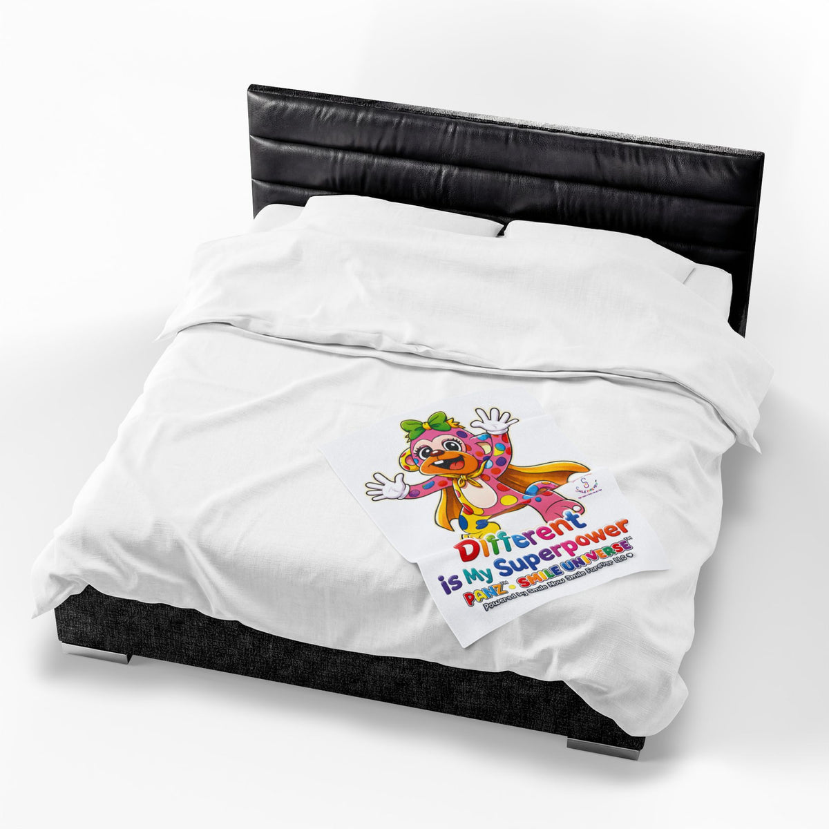 Panz™ Velveteen Plush Blanket – "Different is My Superpower" Graphic | Smile Universe Collection