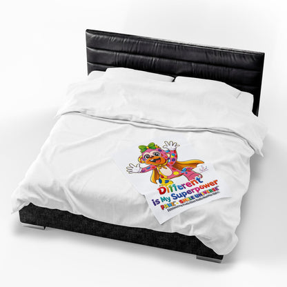Panz™ Velveteen Plush Blanket – "Different is My Superpower" Graphic | Smile Universe Collection