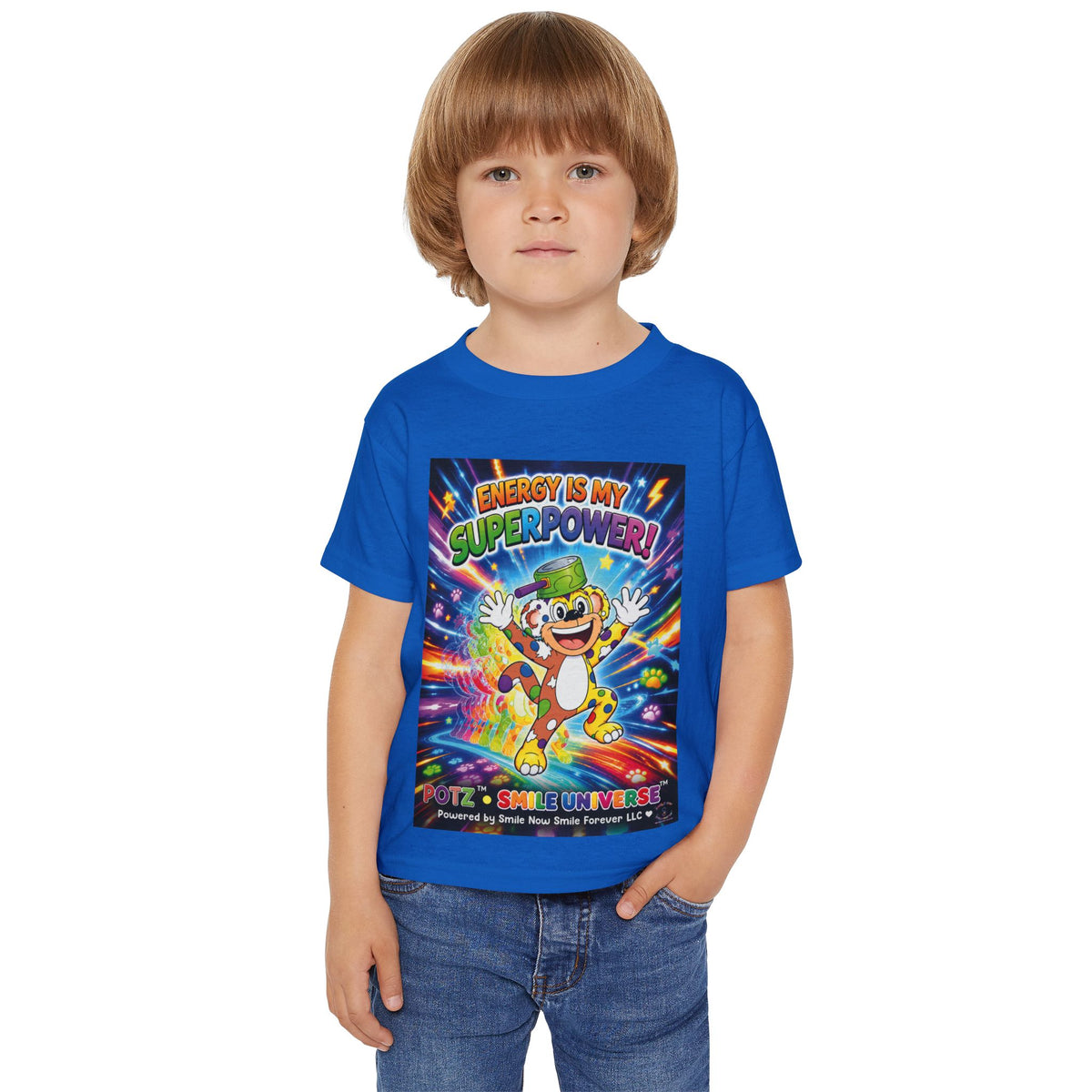 Potz™ Heavy Cotton™ Toddler T-Shirt – "Energy is My Superpower!" Graphic Tee | Smile Universe Collection