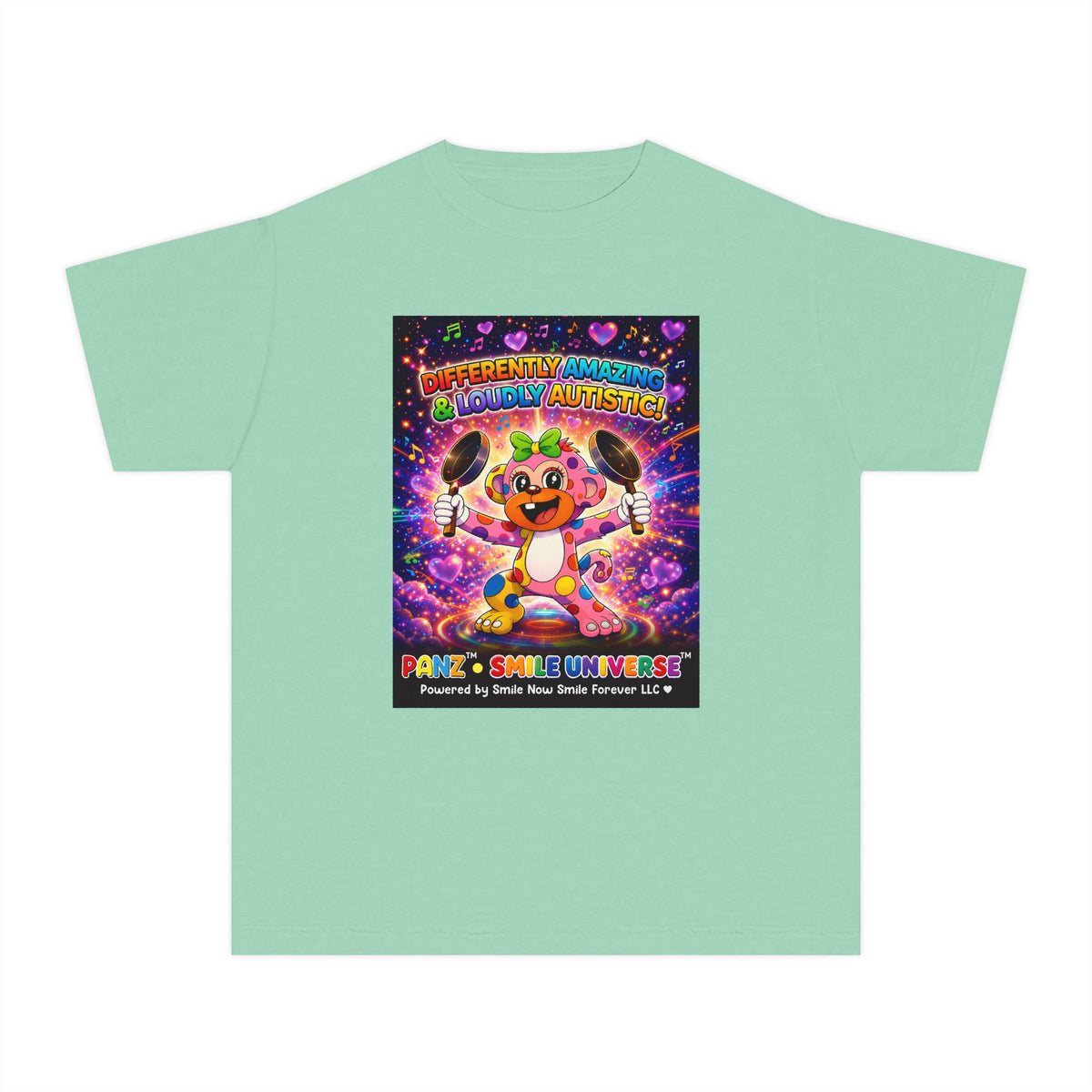 Panz™ Youth Midweight Tee – "Differently Amazing & Loudly Autistic!" Graphic | Smile Universe Collection