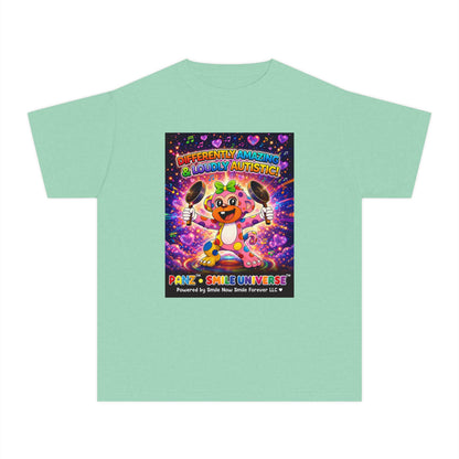 Panz™ Youth Midweight Tee – "Differently Amazing & Loudly Autistic!" Graphic | Smile Universe Collection