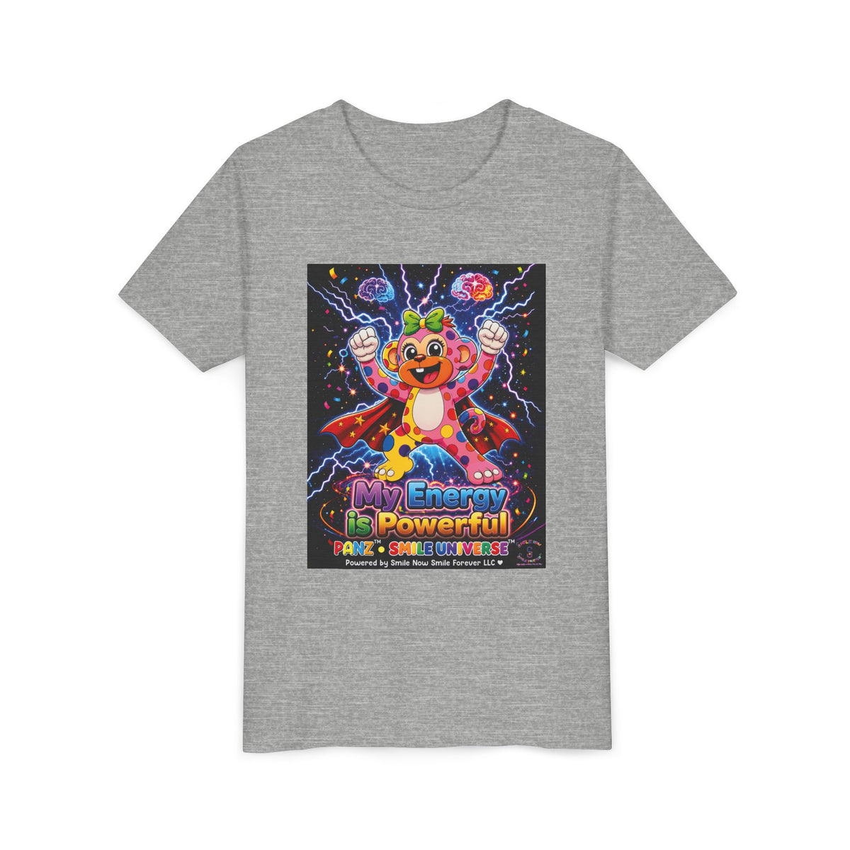 Panz™ Youth Short Sleeve Tee – "My Energy is Powerful" Graphic Tee | Smile Universe Collection