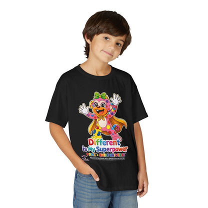 Panz™ Youth DryBlend® T-Shirt – "Different is My Superpower" Graphic | Smile Universe Collection