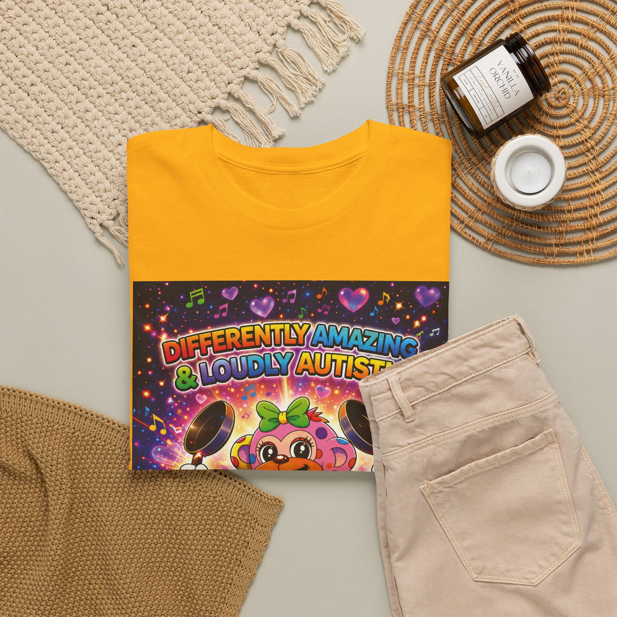 Panz™ Unisex Heavy Cotton™ Tee – "Differently Amazing & Loudly Autistic!" Graphic | Smile Universe Collection