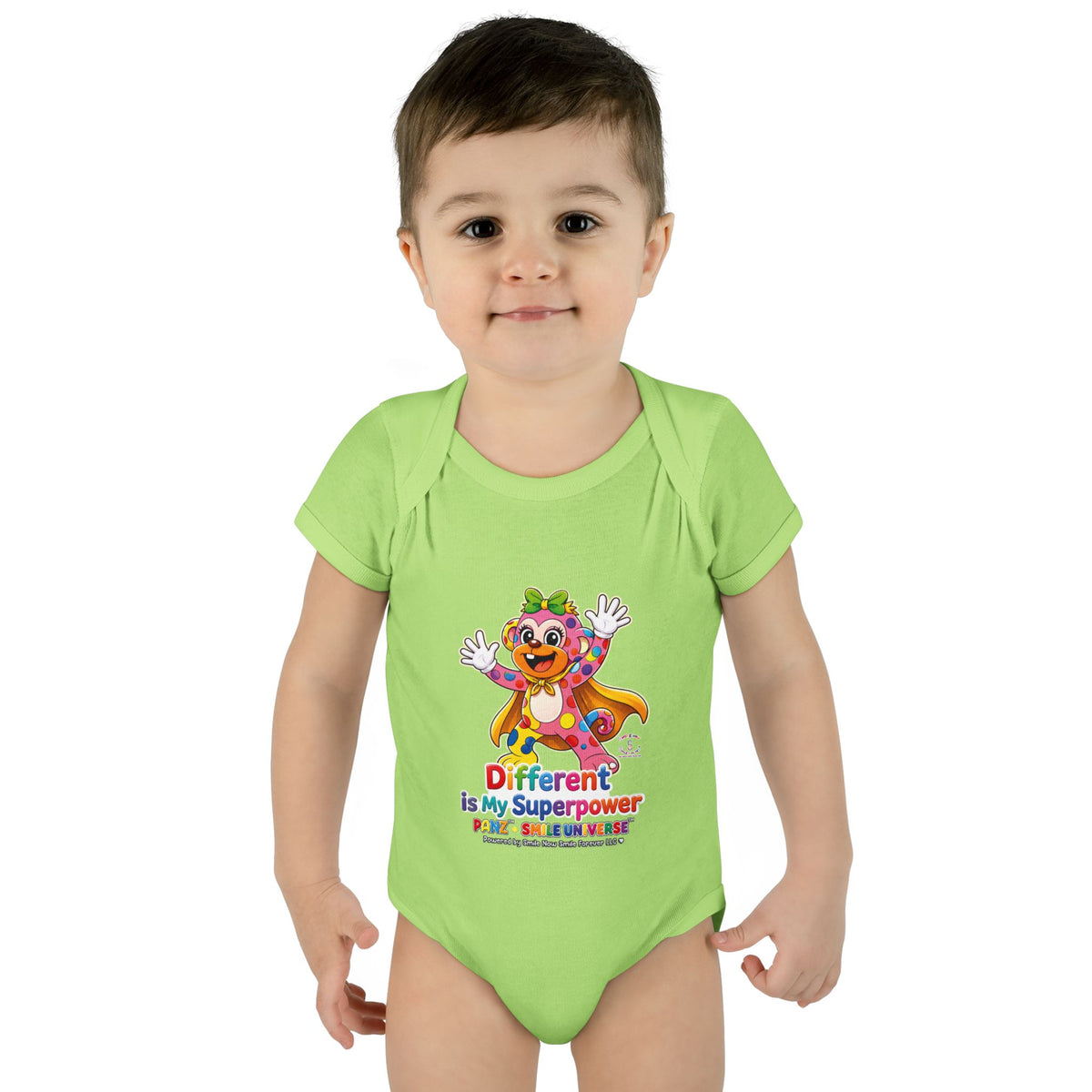 Panz™ Infant Baby Rib Bodysuit – "Different is My Superpower" Graphic | Smile Universe Collection