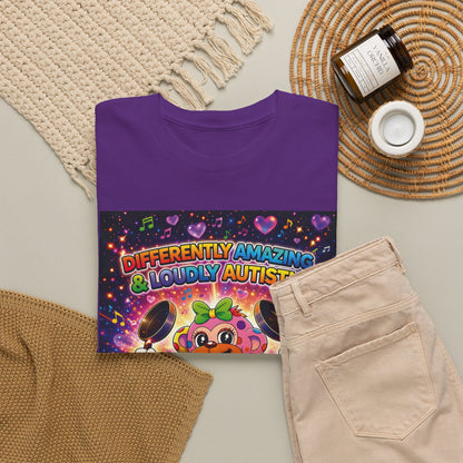 Panz™ Unisex Heavy Cotton™ Tee – "Differently Amazing & Loudly Autistic!" Graphic | Smile Universe Collection
