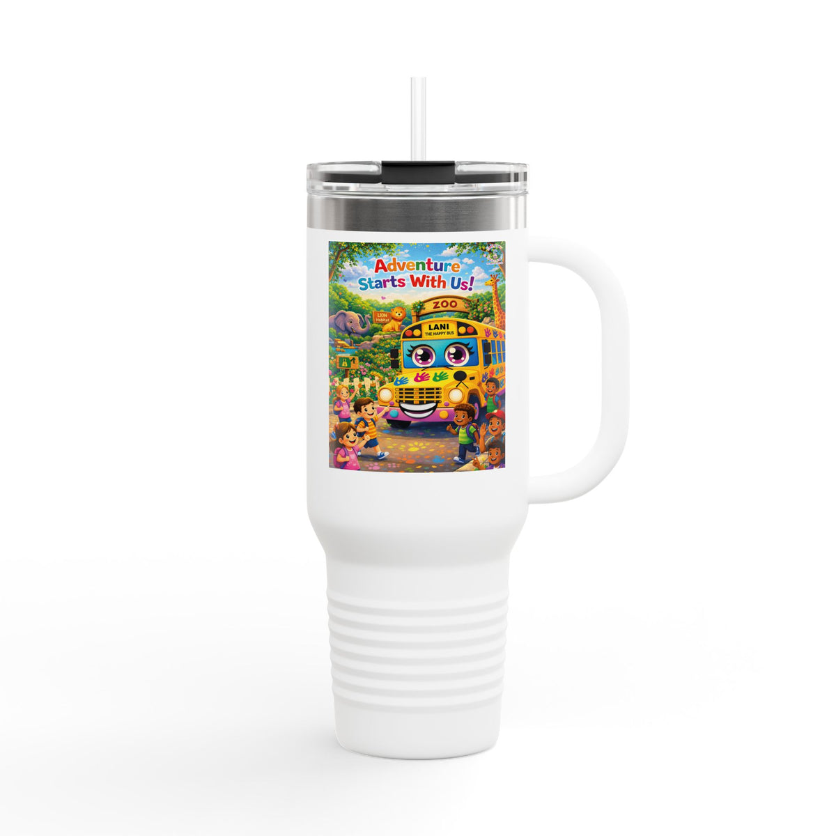Lani™ 40oz Insulated Travel Mug – "Adventure Starts With Us!" Graphic