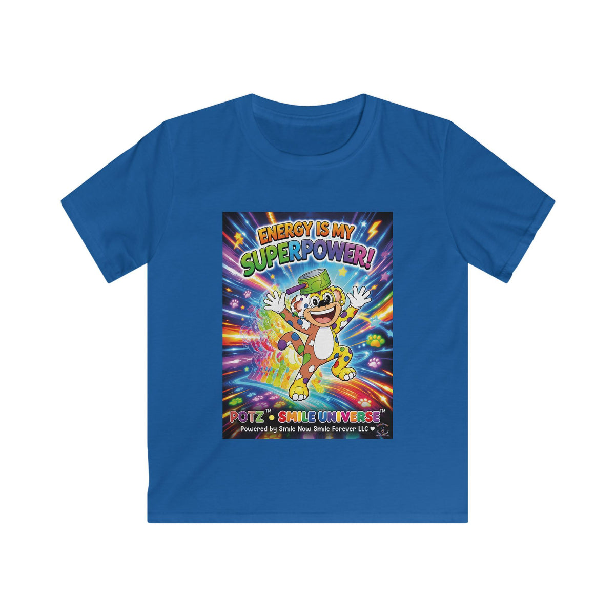 Potz™ Kids Softstyle Tee – "Energy is My Superpower!" Graphic Tee | Smile Universe Collection