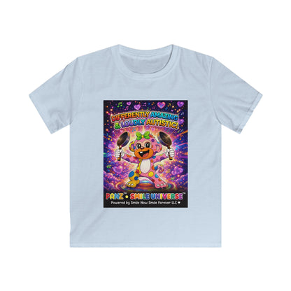 Panz™ Kids Softstyle Tee – "Differently Amazing & Loudly Autistic!" Graphic | Smile Universe Collection