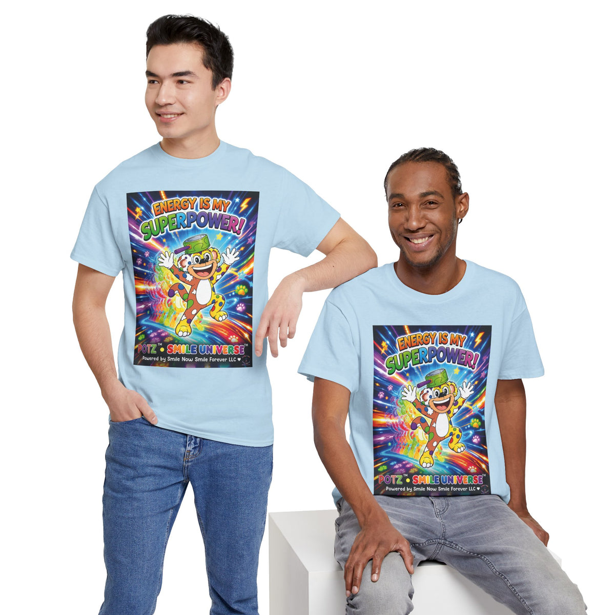 Potz™ Unisex Heavy Cotton™ Tee – "Energy is My Superpower!" Graphic Tee | Smile Universe Collection