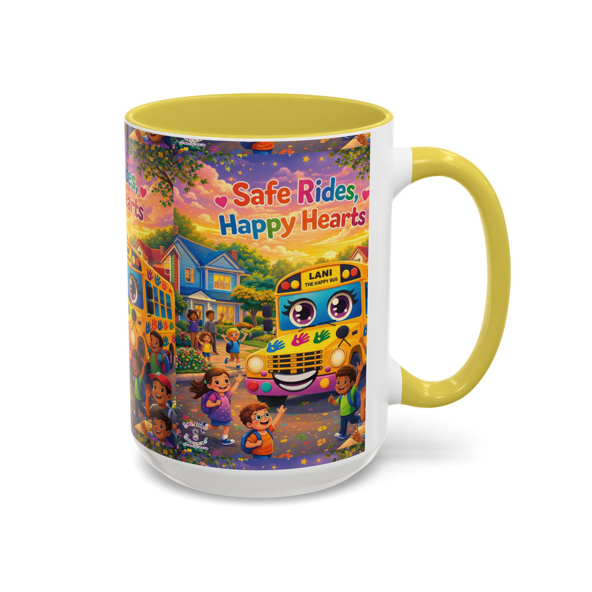 Lani™ Colorful Mug (11oz & 15oz) – "Safe Rides, Happy Hearts" Graphic