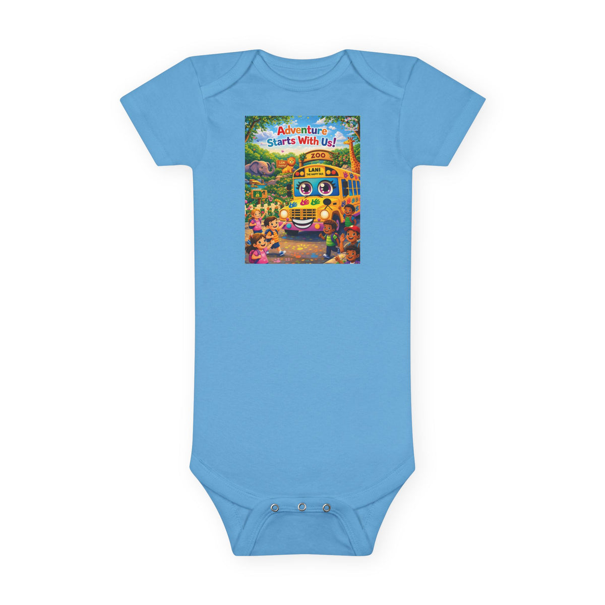 Lani™ Baby Short Sleeve Onesie® – "Adventure Starts With Us!" Graphic