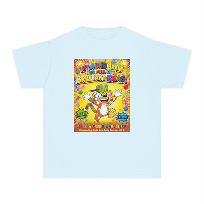 Potz™ Youth Midweight Tee – "My ADHD Brain is Full of Brilliant Ideas!" Graphic Tee | Smile Universe Collection