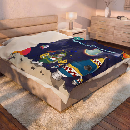 TuBz™ Velveteen Plush Blanket – "Houston, No Problem Here!" Graphic | Smile Universe Collection
