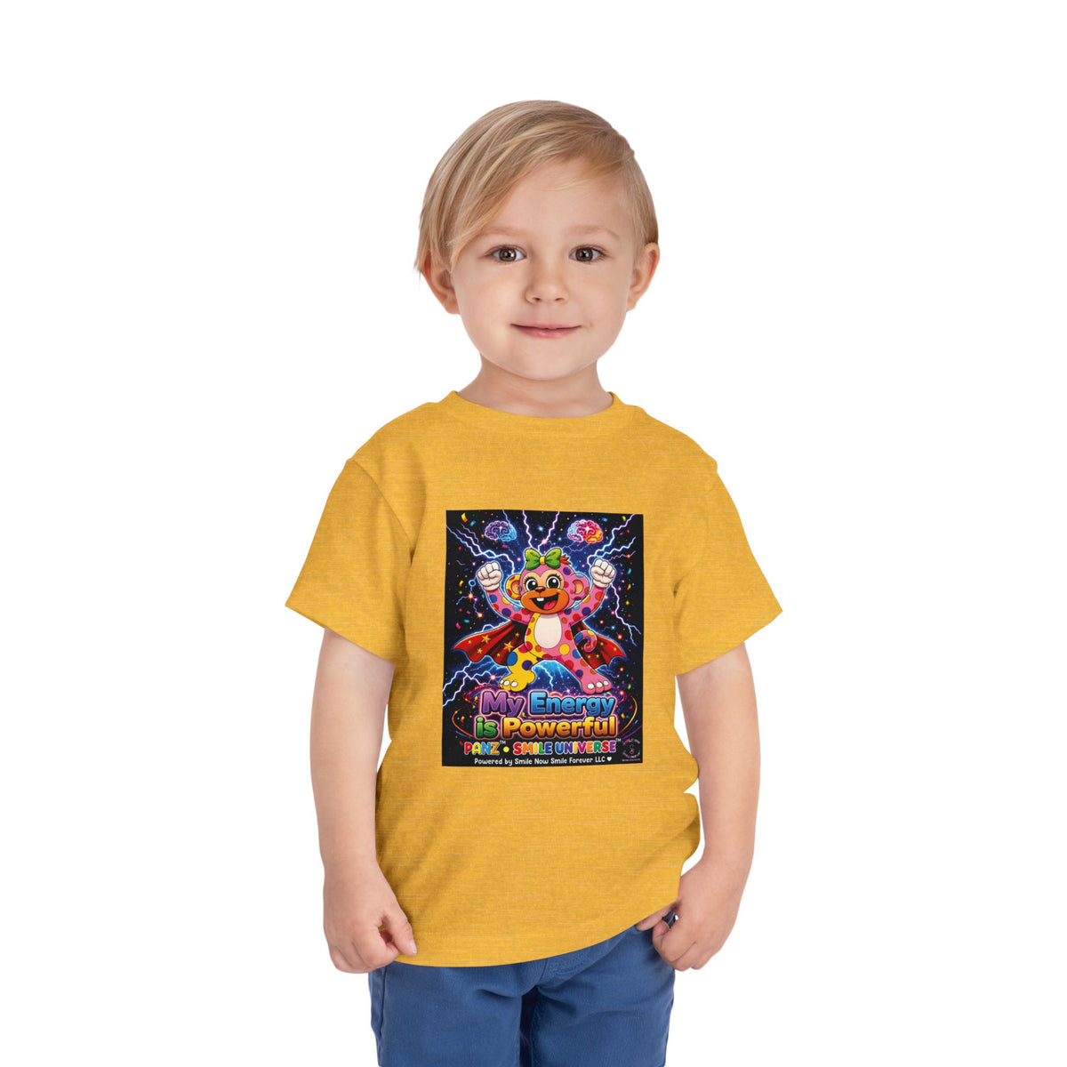 Panz™ Toddler Short Sleeve Tee – "My Energy is Powerful" Graphic Tee | Smile Universe Collection