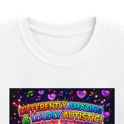Panz™ Kids Softstyle Tee – "Differently Amazing & Loudly Autistic!" Graphic | Smile Universe Collection