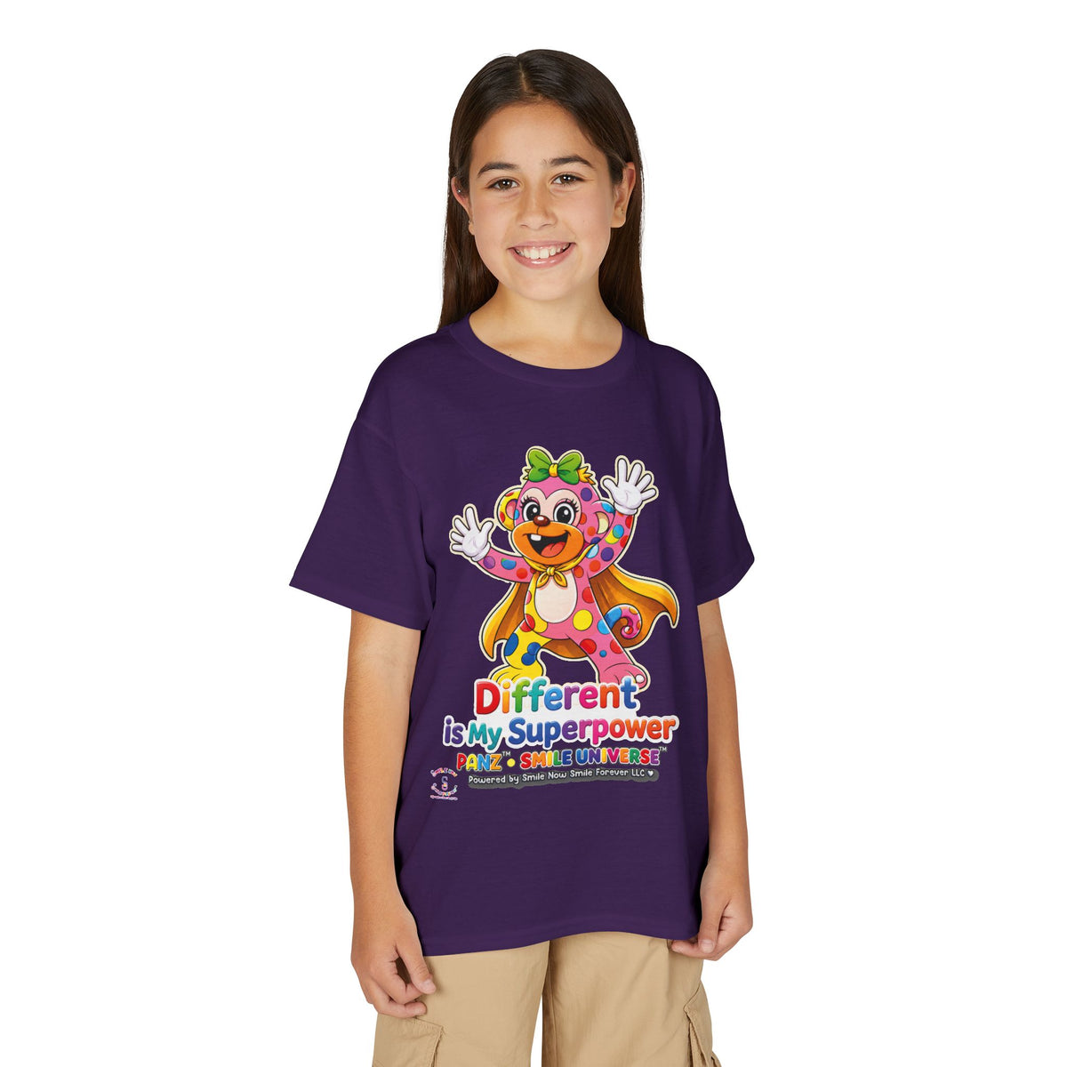 Panz™ Youth DryBlend® T-Shirt – "Different is My Superpower" Graphic | Smile Universe Collection