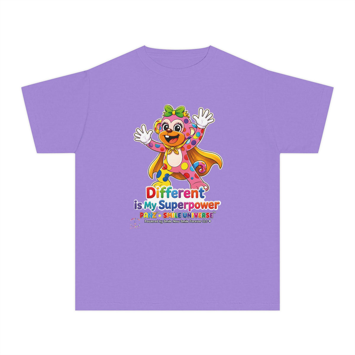 Panz™ Youth Midweight Tee – "Different is My Superpower" Graphic | Smile Universe Collection