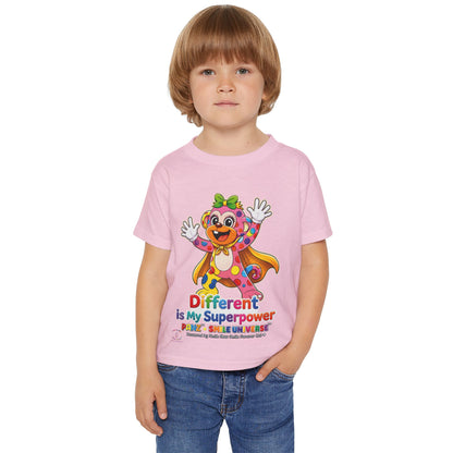 Panz™ Heavy Cotton™ Toddler T-Shirt – "Different is My Superpower" Graphic | Smile Universe Collection