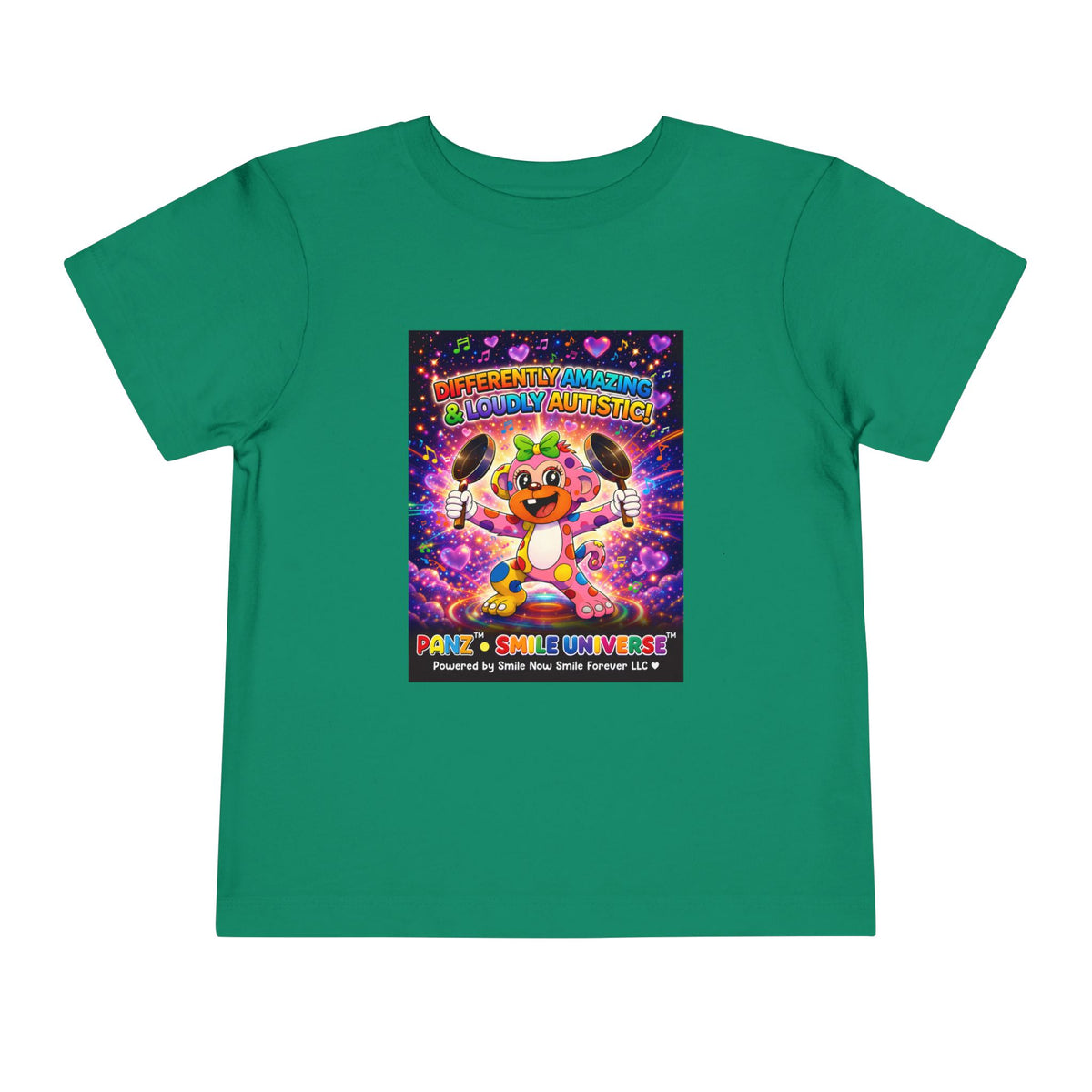 Panz™ Toddler Short Sleeve Tee – "Differently Amazing & Loudly Autistic!" Graphic | Smile Universe Collection